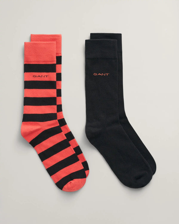 GANT Men’s Socks 2-Pack Barstripe & Solid Sunset Pink Northern