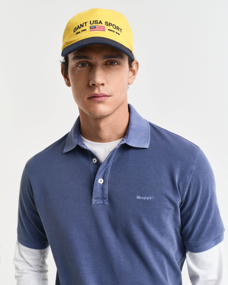 GANT Mens Sunfaded Pique Polo Shirt Dusty Navy Northern Ireland