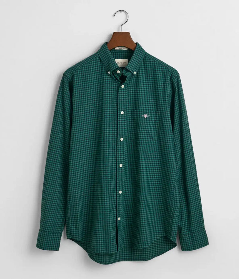 GANT Regular Fit Micro Checked Shirt Deep Forest Green Northern