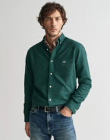 GANT Regular Fit Micro Checked Shirt Deep Forest Green Northern