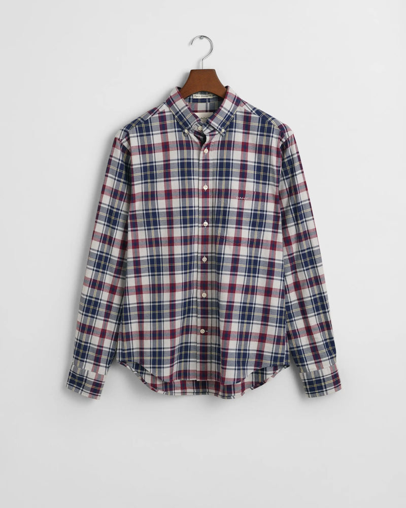 GANT Regular Jaspe Flannel Plaid Shirt Persian Blue Northern Ireland