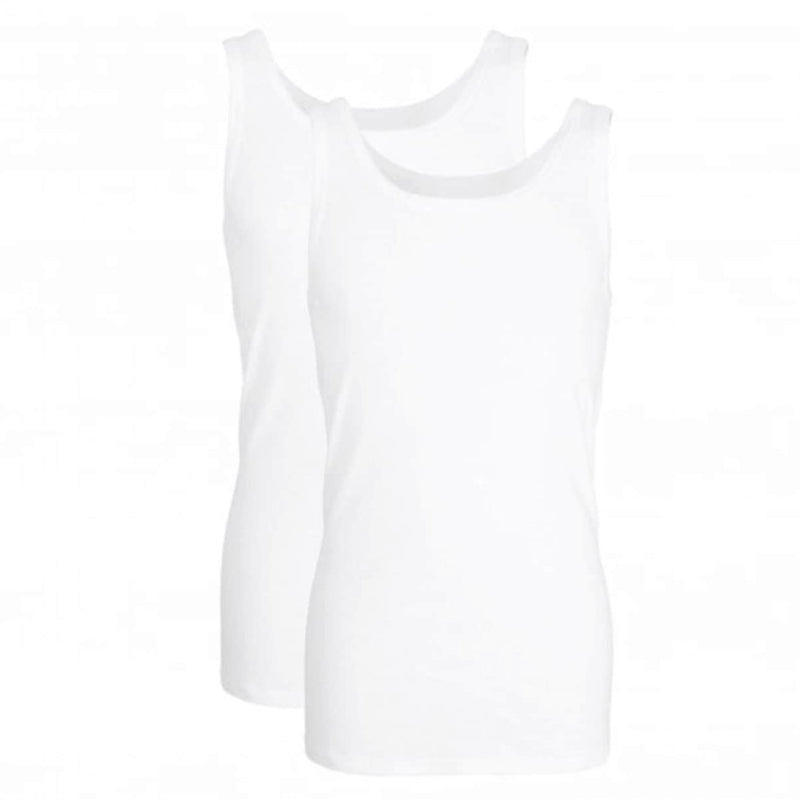 Götzburg Classic Fine Rib Cotton Vest 2 Pack - White