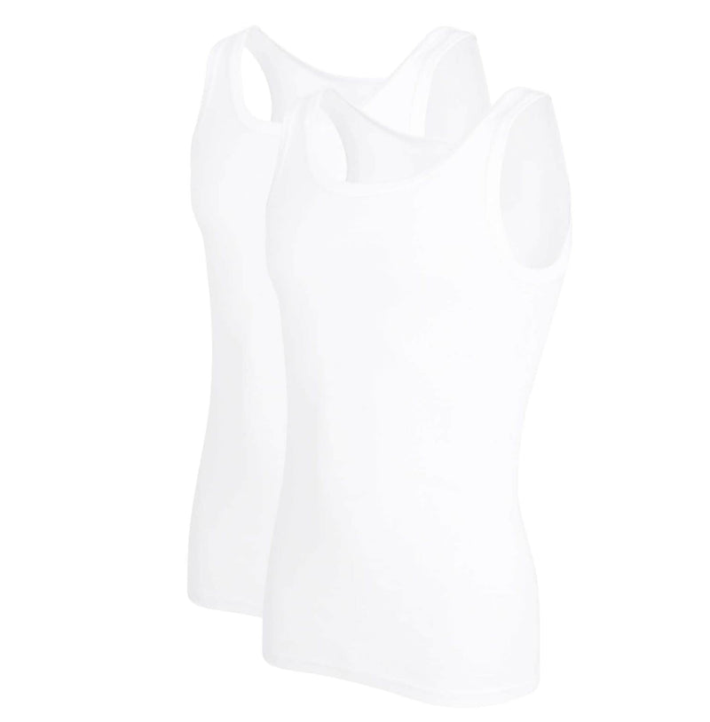 Götzburg Classic Fine Rib Cotton Vest 2 Pack - White