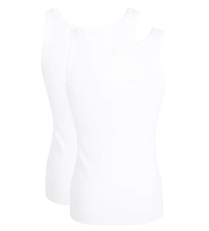 Götzburg Classic Fine Rib Cotton Vest 2 Pack - White