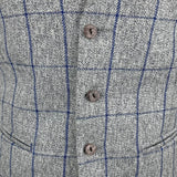 Grey & Blue Wide Check Tweed Waistcoat