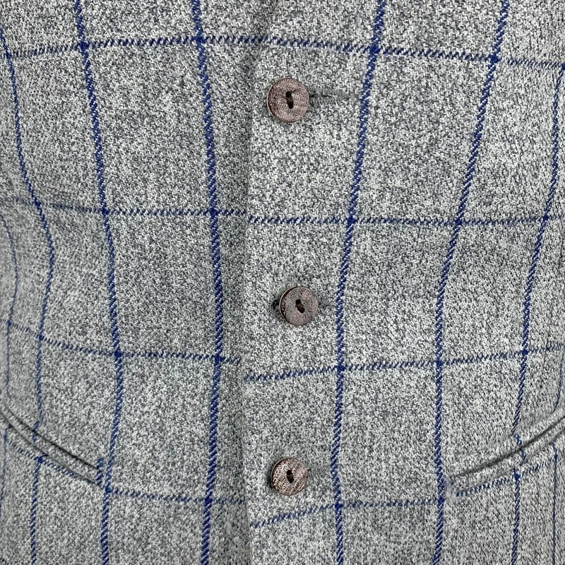 Grey & Blue Wide Check Tweed Waistcoat