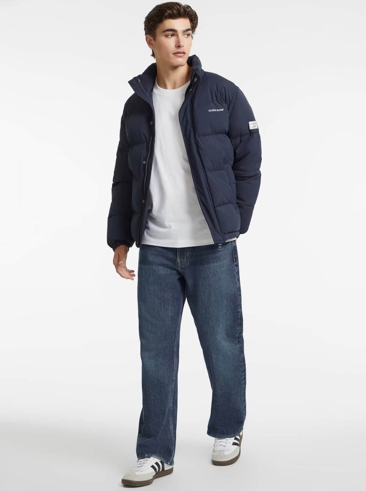 Navy Blue Blue Guess Puffer Coat Guess Men's Hooded Puffer Coat