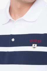 Guess Men’s Jersey Stripe Polo Shirt Pure White Northern Ireland