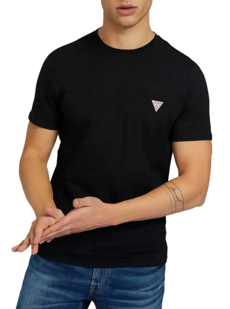 Guess Core Logo Basic T-Shirt Triangle Logo Black - Shirts &