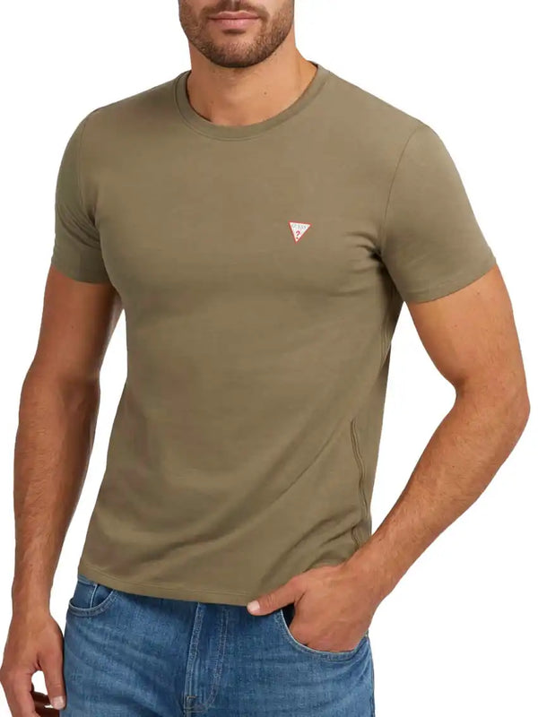 Guess Mens Crew Neck Short Sleeve Core T-Shirt Olive Green Northern