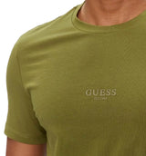 Guess Mens Eco Aidy Logo T - Shirt Green Stone Northern Ireland