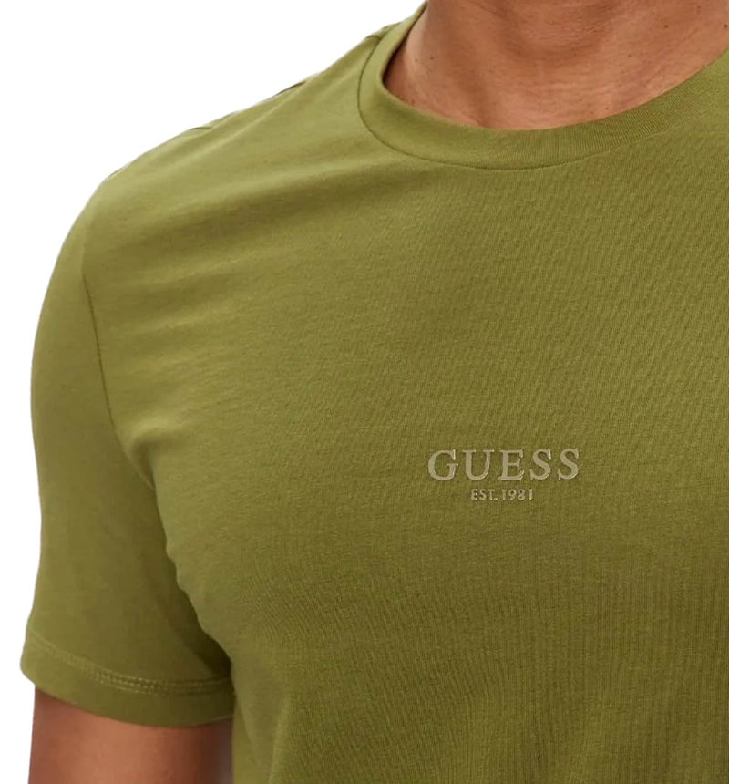 Guess Mens Eco Aidy Logo T - Shirt Green Stone Northern Ireland