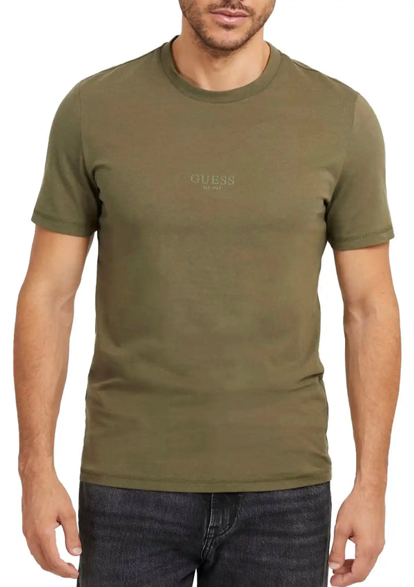 Guess Mens Eco Aidy Logo T-Shirt Olive Northern Ireland Belfast