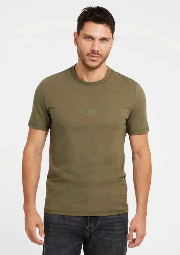 Guess Mens Eco Aidy Logo T-Shirt Olive Northern Ireland Belfast