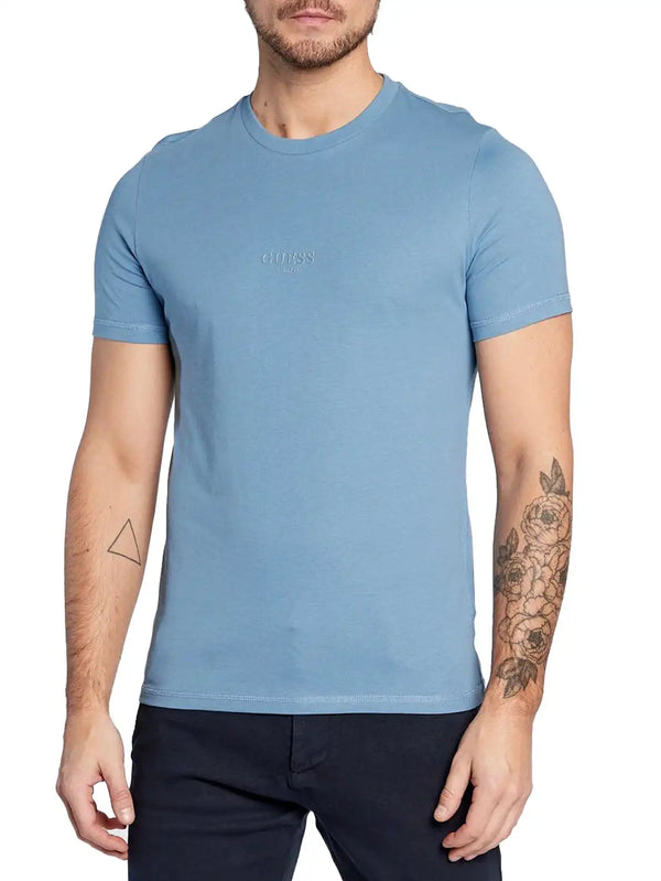 Guess Mens Eco Aidy Logo T-Shirt Partly Cloudy Blue Northern Ireland
