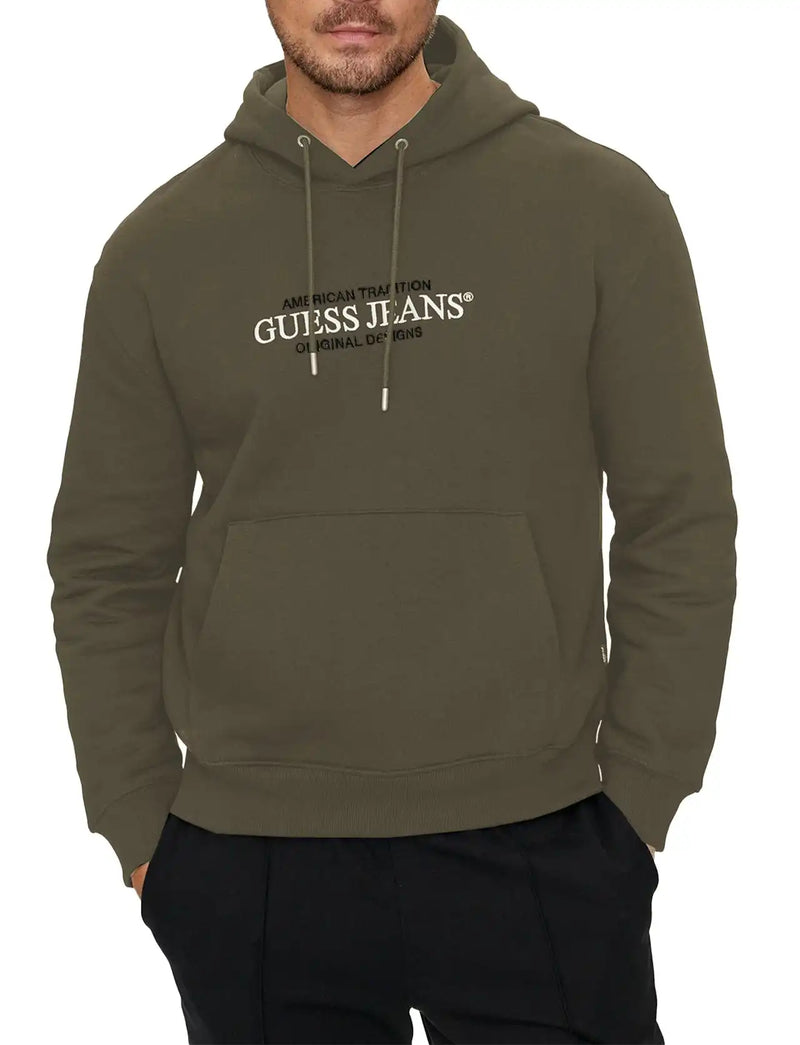 Guess Mens GJ American Tradition Hoodie Olive Light Green Northern