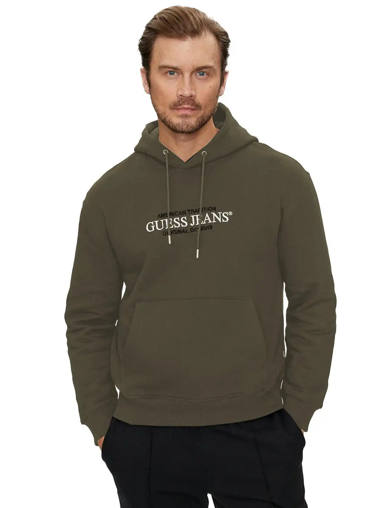 Guess Mens GJ American Tradition Hoodie Olive Light Green Northern