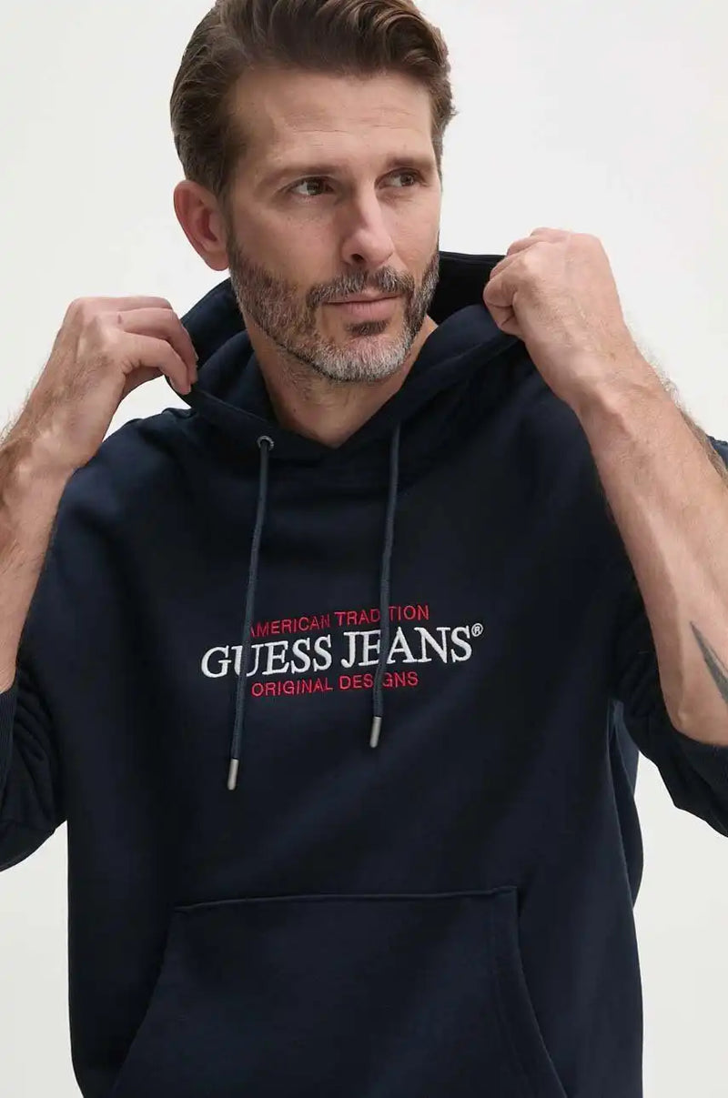 GUESS Mens GJ Regular American Tradition Hoodie Navy