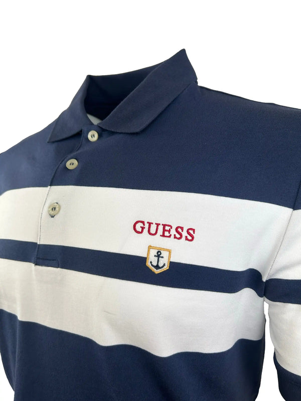 Guess Men’s Jersey Stripe Polo Shirt Navy/White Northern Ireland
