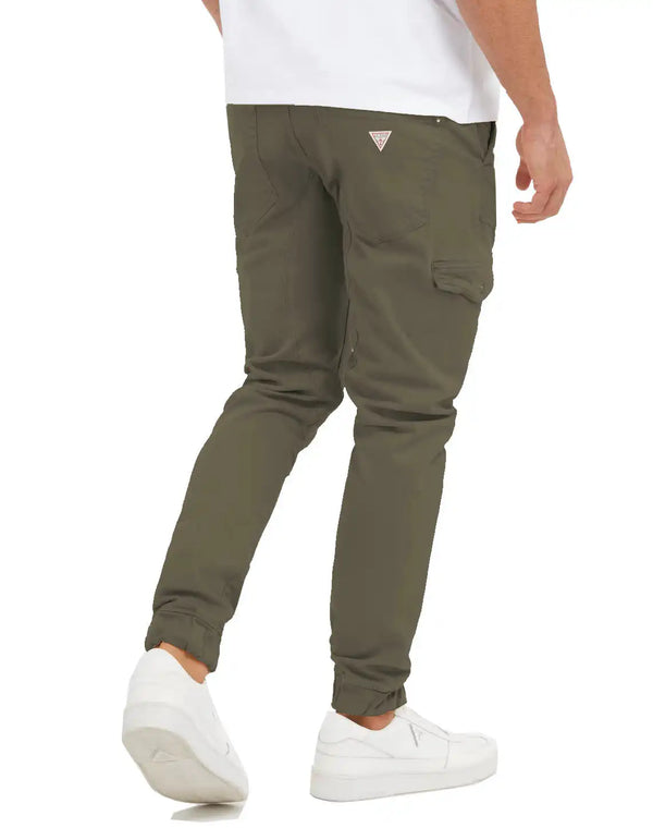 Guess Mens Low Rise Cargo Pants Slim Fit M3BB17WFPQA Olive Green