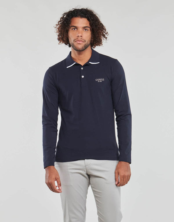 Guess Oliver Long Sleeve Polo Smart Blue - Shirts & Tops