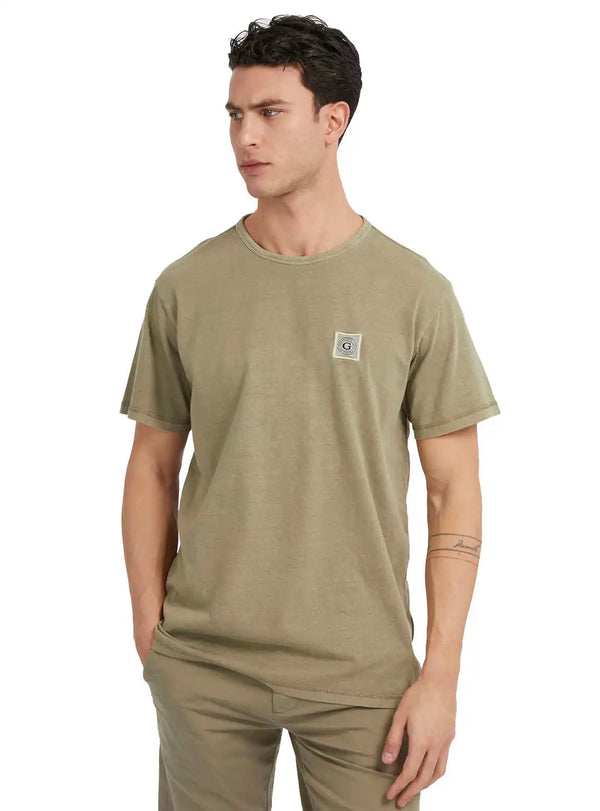 Guess Men’s Patch Treated T-Shirt Green Khaki Way Ballynahinch