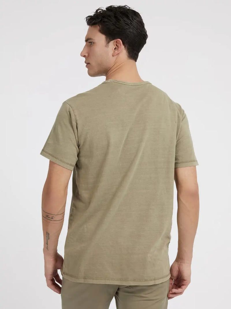 Guess Men’s Patch Treated T-Shirt Green Khaki Way Ballynahinch