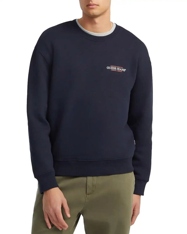 GUESS Mens Regular American Tradition CN Sweatshirt Navy Northern