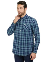 Guess Mens Ronnie LS Check Shirt Blue/Green Northern Ireland Belfast