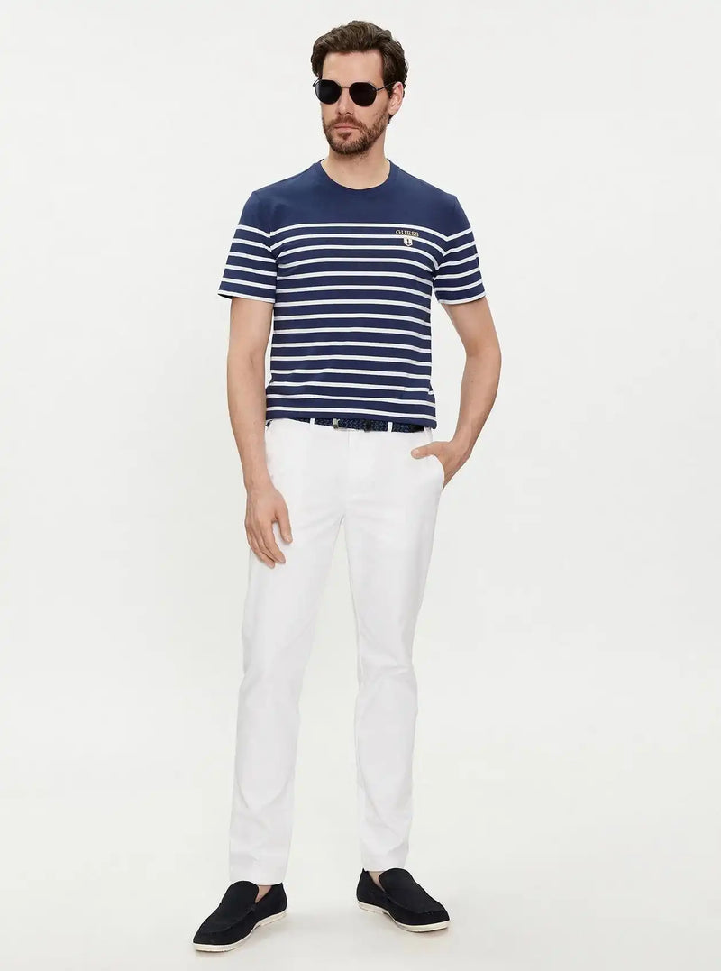 Guess Men’s Short Sleeve CN YD Striped T-Shirt Navy/White Northern