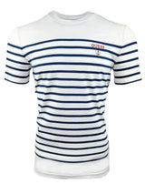 Guess Men’s Short Sleeve CN YD Striped T-Shirt White/Navy Northern