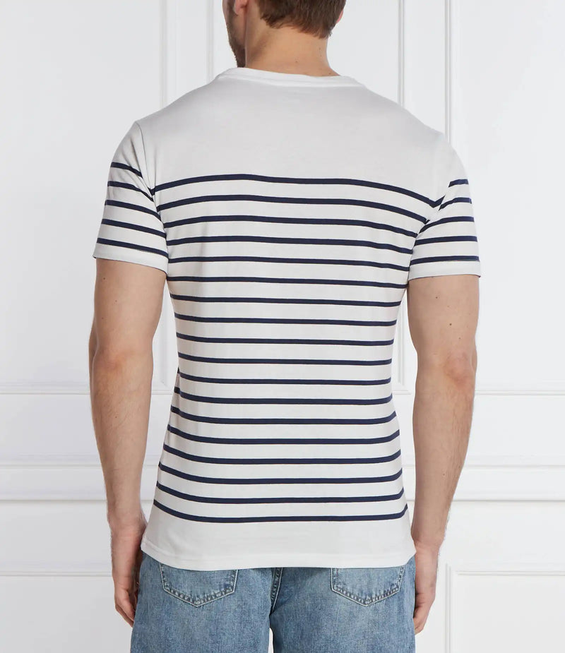 Guess Men’s Short Sleeve CN YD Striped T-Shirt White/Navy Northern