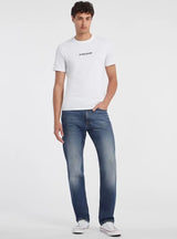 Guess Mens Slim Embroidered Logo T-Shirt White Northern Ireland