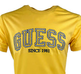 Guess Mens SS CN College Logo T-Shirt Mango Seed Yellow Northern