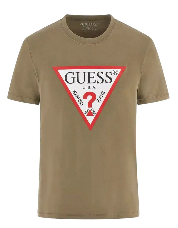 Guess Mens SS Triangle Logo T-Shirt Olive Green Northern Ireland