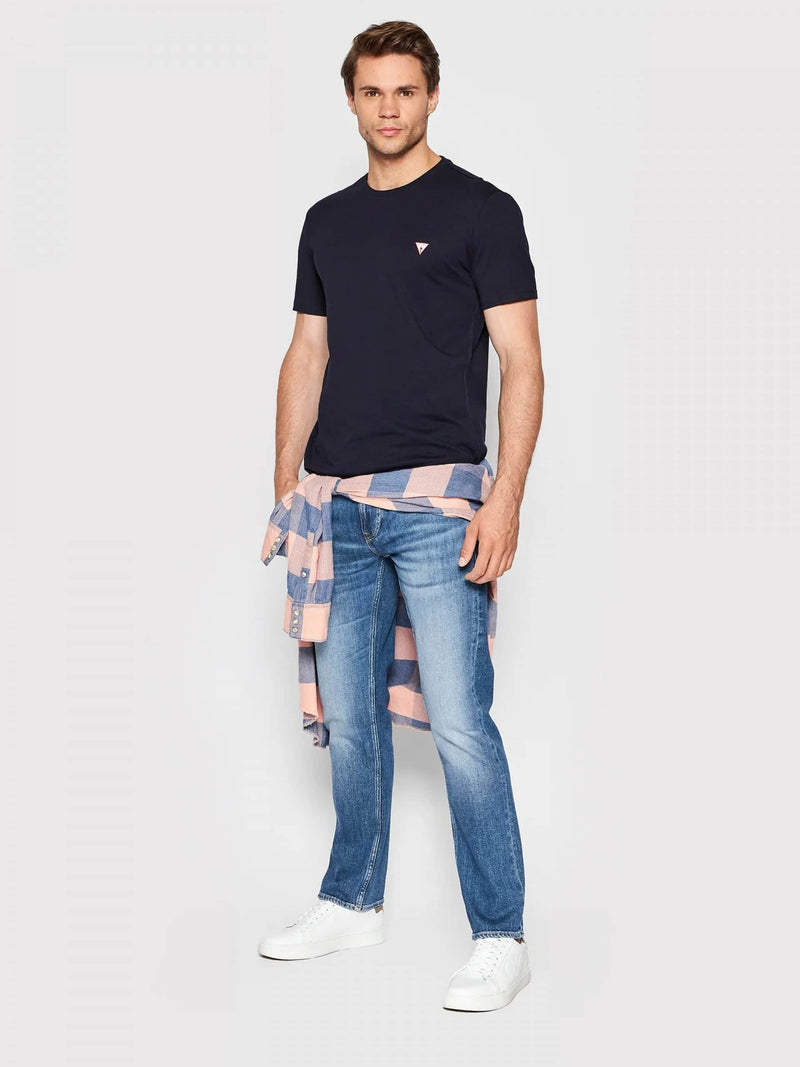 Guess Men’s T-Shirt Core Logo Basic Triangle Logo Navy Ballynahinch