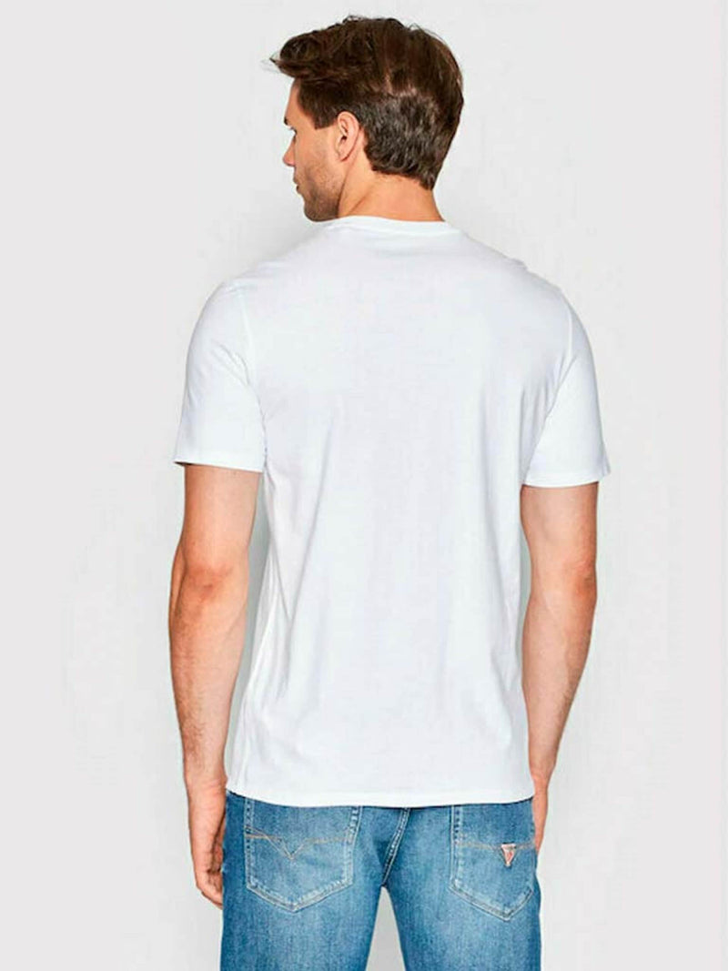 Guess Men’s T-Shirt Core Logo Basic Triangle Logo White Ballynahinch