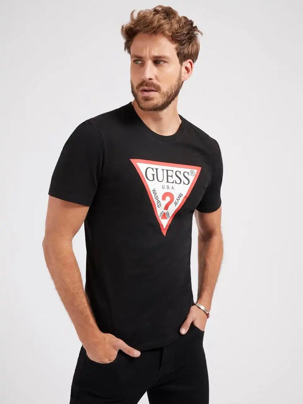 Guess Men’s T-Shirt Original Triangle Logo Black Ballynahinch Northern