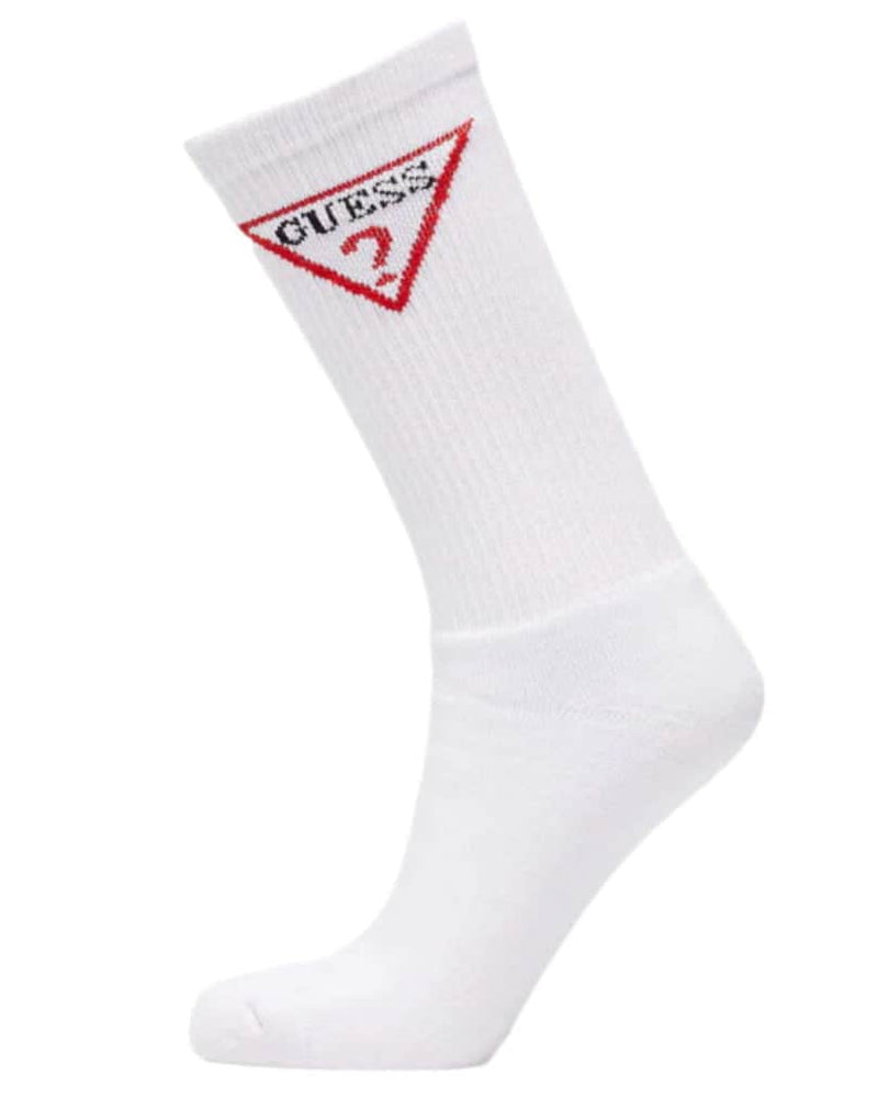 Guess Mens Triangle Logo Crew Socks 1 Pack White 6-11 UK Northern