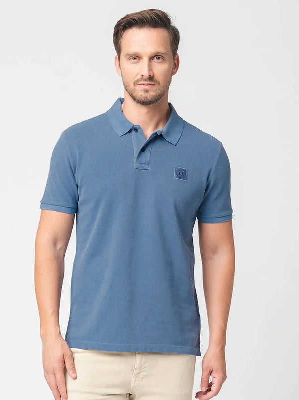 Guess Mens Washed Short Sleeve Polo Shirt Blue Note Northern Ireland
