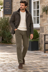 Hattric Mens Parker Corduroy Trousers Straight Leg Khaki Northern
