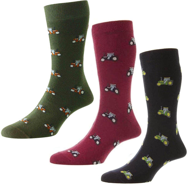 HJ Hall HJ61 Cotton Rich Tractor Design Socks UK 6-11 Ballynahinch