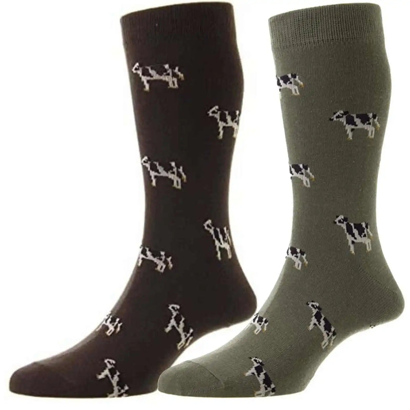 HJ Hall HJ62 Cotton Rich Cow Design Socks UK 6-11