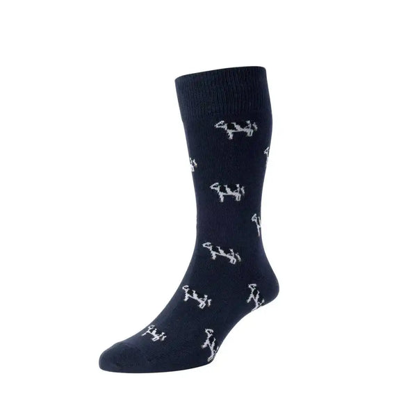 HJ Hall Mens Cow Socks 6-11UK 1 Pair Navy Northern Ireland Belfast