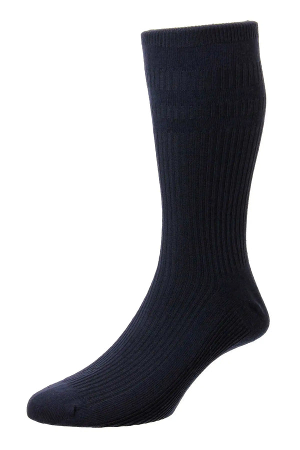HJ Hall Original Cotton Softop Socks - 1 Pair - Navy - Socks