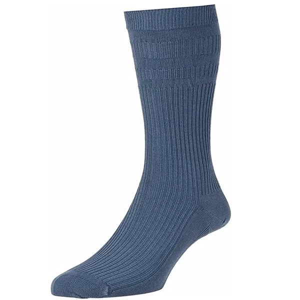 HJ Hall Original Cotton Softop Socks - 1 Pair - Slate Blue