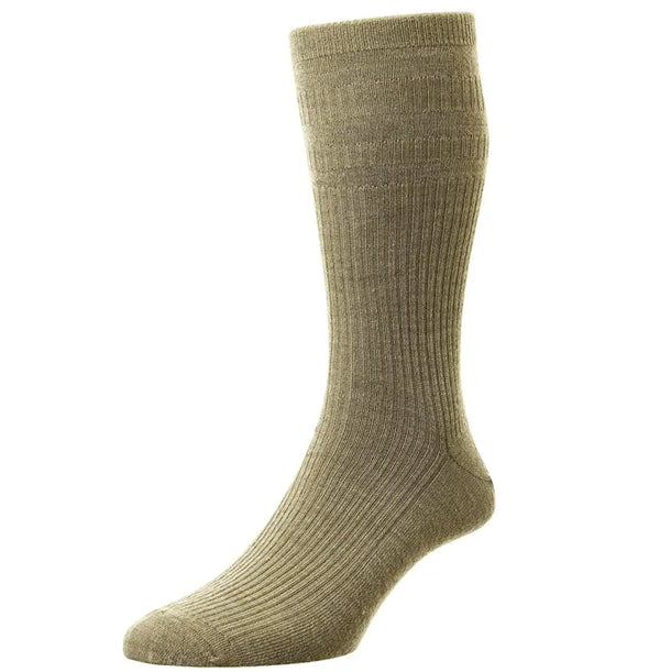 HJ Hall Original Wool Rich Softop Socks - 1 Pair - Taupe