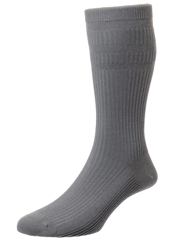 HJ Hall Softop Cotton Socks HJ91 - 1 Pair 6-11 UK - Mid Grey