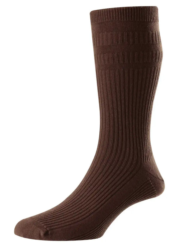 HJ Hall Softop Cotton Socks HJ91 - 1 Pair 6-11 UK - Chocolate Brown
