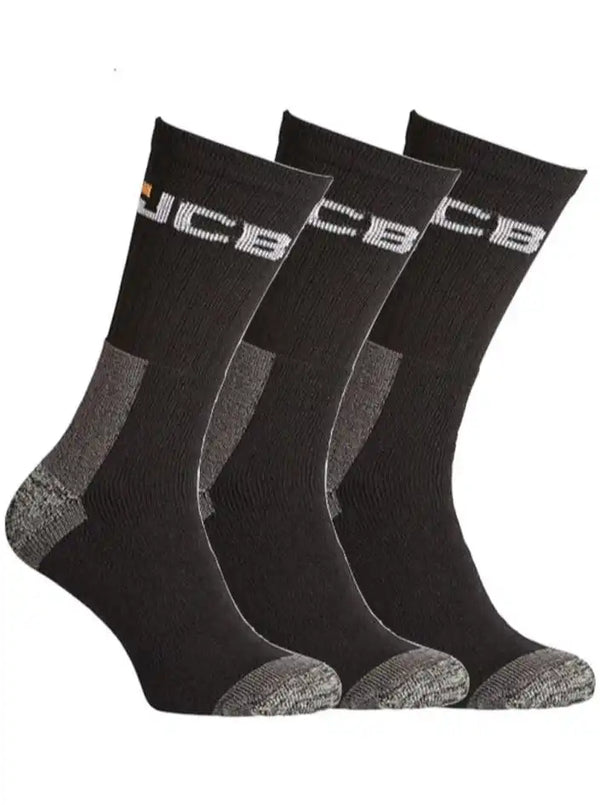 JCB Work Socks Mens 3 Pack Black - Socks
